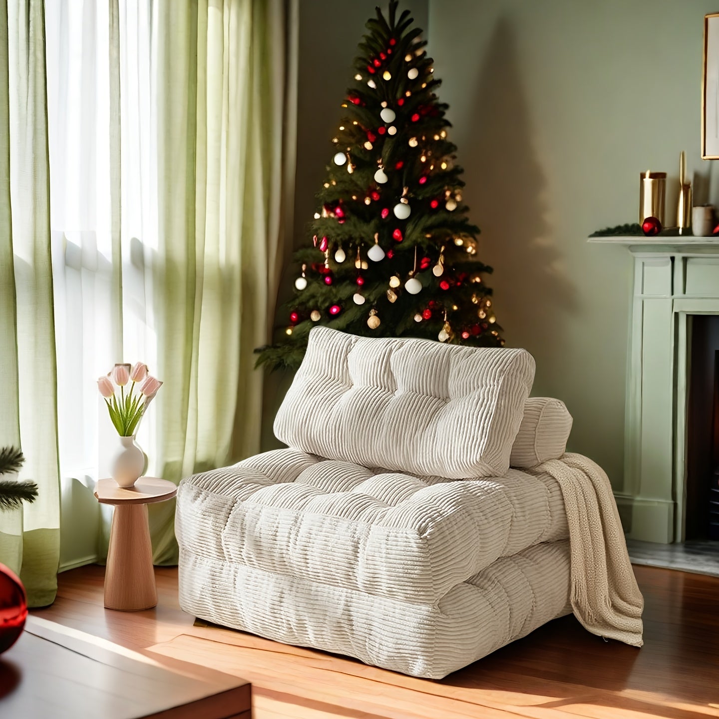 Sit or Lie Down Sofa, Boneless Multifunctional Single Sleeper Couch for Living Room, Bedroom & Office