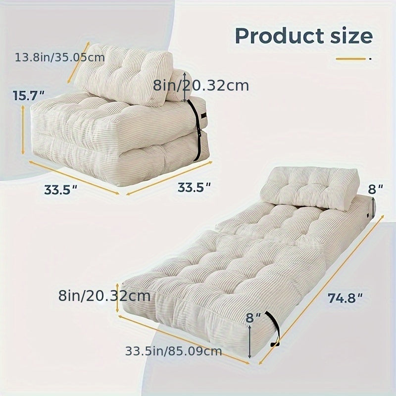 Sit or Lie Down Sofa, Boneless Multifunctional Single Sleeper Couch for Living Room, Bedroom & Office