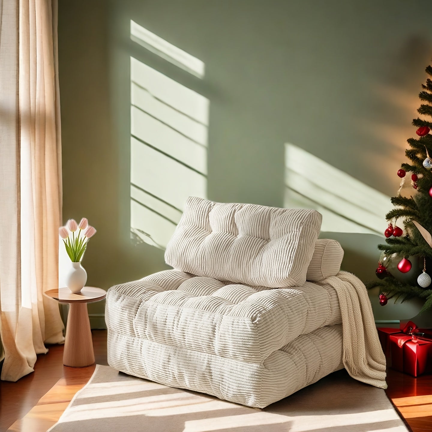 Sit or Lie Down Sofa, Boneless Multifunctional Single Sleeper Couch for Living Room, Bedroom & Office